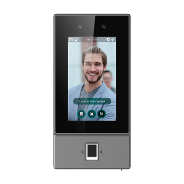 Access Control and Time & Attendance - Facial, fingerprint, MF card, QR and PIN - 6.000 users | 300.000 records - TCP/IP, WiFi, USB, OSDP and Wiegand | IP65 - Integrated controller (sensor, pushbutton and relay) - SmartPSS | PoE software