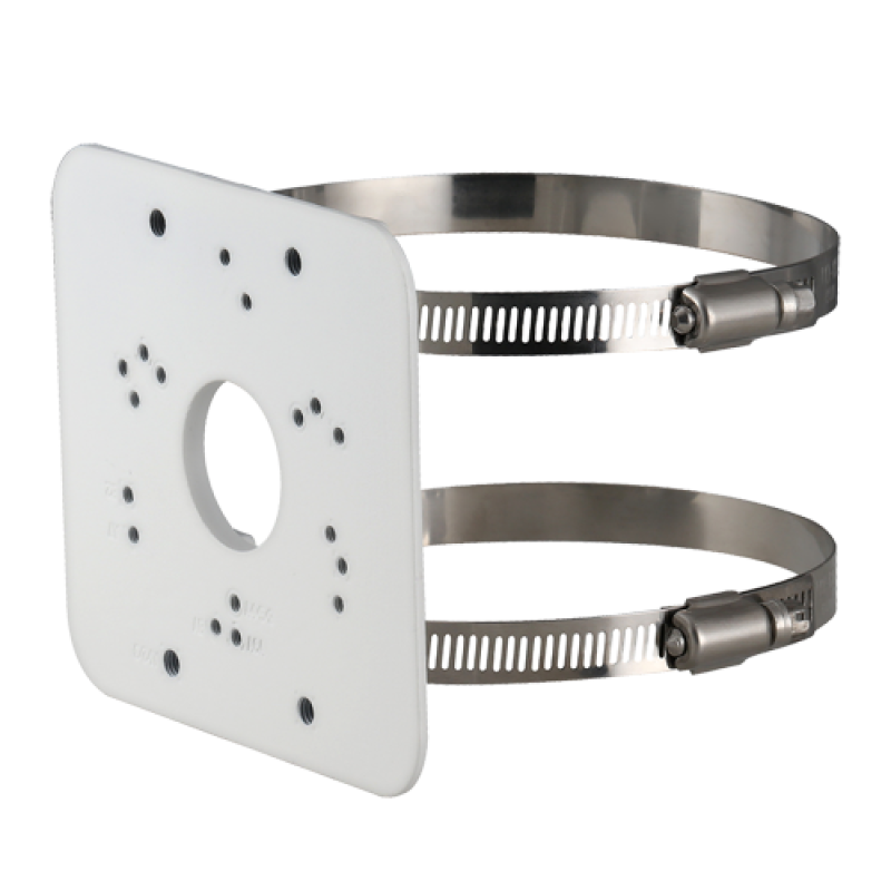 Pole mount bracket - For bullet and dome cameras - Diameter range 80~150 mm - Valid for exterior use - White colour colour - Cable pass