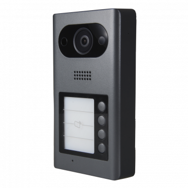 Video-intercom IP - 2Mpx groothoekcamera - Tweeweg audio | 4 Belknop - Mobiele app voor bewaking op afstand - Roestvrij staal, vandalismebestendig - Opbouwmontage