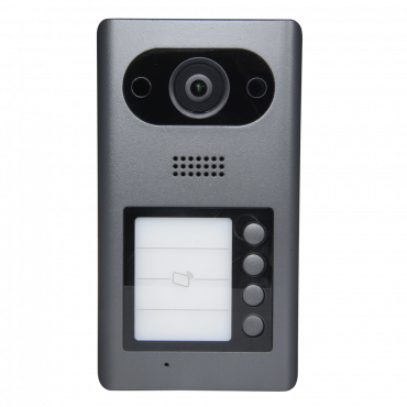 Video intercom IP - 2Mpx wide angle camera - Two-way audio | 4 Call button - Mobile App for remote monitoring - Stainless steel, vandal proof - Surface mounting