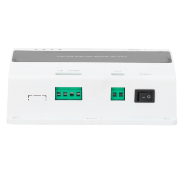 2-wire switch for cascade - 3 groups of 2 wires - 10 cascade levels - Connection of 20 monitors and 2 boards - Surface or DIN rail mounting - TCP/IP Connection