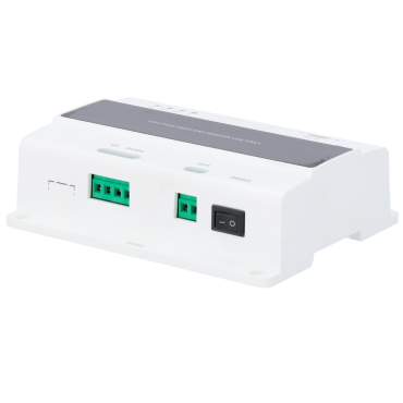 2-wire switch for cascade - 3 groups of 2 wires - 10 cascade levels - Connection of 20 monitors and 2 boards - Surface or DIN rail mounting - TCP/IP Connection