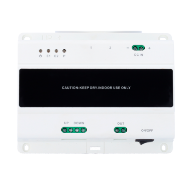 2-wire switch for cascade - 3 groups of 2 wires - 10 cascade levels - Connection of 20 monitors and 2 boards - Surface or DIN rail mounting - TCP/IP Connection