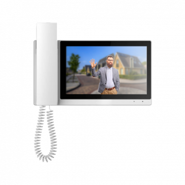 Video Intercom Monitor - 7" TFT Screen - Two-way audio and inter-device calls - TCP/IP, RS485 and WiFi - Slot MicroSD | 6 Alarm inputs - Surface mounting