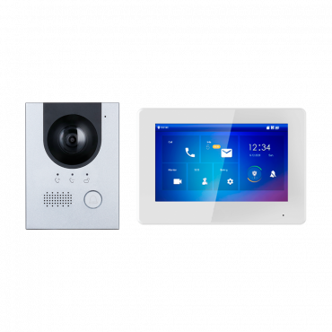 Video-intercom kit - Technology 2 wires and PoE - Includes panel and monitor - Hub 2 wires and brackets inc. - Mobile App with P2P - Surface mounting