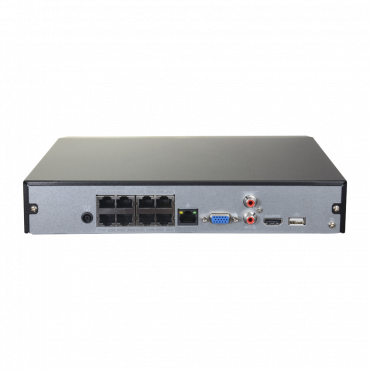 X-Security NVR voor IP-camera's - 8 CH IP- en 8 PoE-poorten - Maximale opnameresolutie 8 Mpx - Compressie H.265 / H.264 - Uitgangen 4K HDMI & VGA - Ondersteunt 1 harde schijf