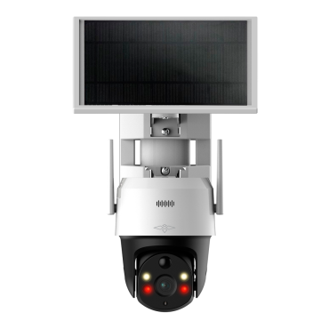 4G Solar Power 4 Mpx PT IP Camera | 1/2.8” STARVIS CMOS 5Mpx | Dual Light: IR and White Light | Human Detection with Active Deterrence | H.265+/H.265/H.264+/H.264 Compression | Sound and light alarm | PIR