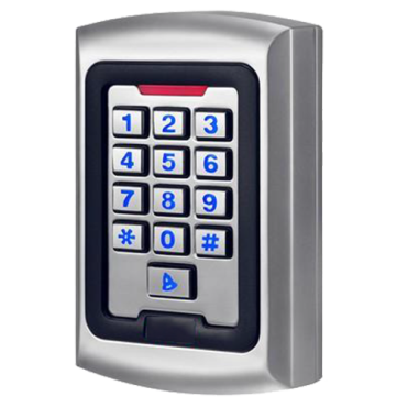 Standalone access reader | EM card and PIN access | 2 relay and buzzer outputs | Wiegand 26 | Time control | Suitable for exterior IP68