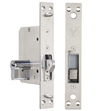 Electromechanical security lock - Fail Secure and Fail Safe opening mode - Holding force 800 kg | door sensor - Compatible with sliding doors - SUS304 stainless steel - European cylinder included with keys