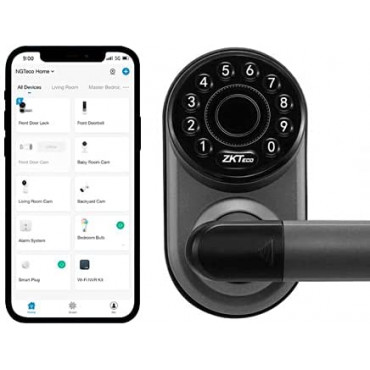 ZKTeco Intelligent Lock - Toetsenbord en Bluetooth - Tot 100 gebruikers en mobiele app - Stand-alone 4 x AA-batterijen | Micro-USB - Maximale beveiliging met willekeurige code - Compatibel met de ZK Smart-app