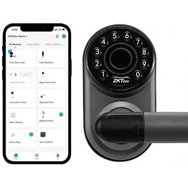 ZKTeko Intelligent Lock - Keyboard and Bluetooth - Up to 100 users and mobile app - Stand-alone 4 x AA batteries | Micro-USB - Maximum security with random code - Compatible with ZKSmart app