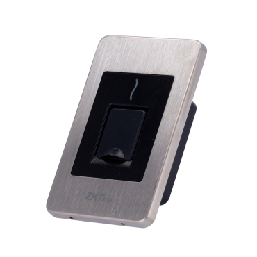 Access reader - Access via fingerprint and/or MF card - LED and acoustic indicator - RS485 communication - Compatible with ZK-INBIO - suitable for outdoor use - Flush mountable