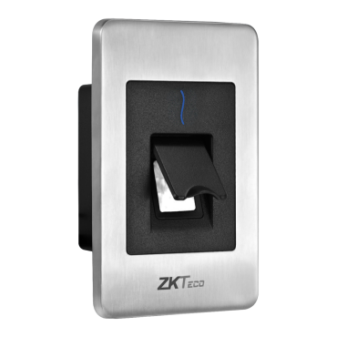 Access reader - Access via fingerprint and/or MF card - LED and acoustic indicator - RS485 communication - Compatible with ZK-INBIO - suitable for outdoor use - Flush mountable