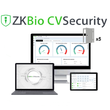 Access control software license - Access control module 5 doors - Server/Browser Architecture | Mobile App - Global links | Alarms and events by email - Compatible with ZKTeco equipment (Push/Pull) - PostgreSQL professional database