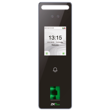 Access Control and Time & Attendance - Facial, fingerprint and EM card - 3.000 cards | 200.000 records - Display 2.4" TFT touchscreen TCP/IP and WiFi - Suitable for exterior IP65 - Compatible with ZKTeco softwares