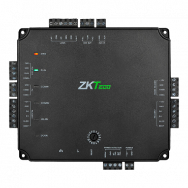 PoE access controller - Access by card or password - TCP/IP, Wi-Fi | Connection with slave controller - 4 Wiegand 26 inputs | 4 OSDP Inputs | auxiliary - Relay output for 2 door and Aux - Atlas Series Embedded Software and Mobile App