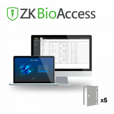 Access Control Software License Capacity 5 doors - TCP / IP communication | Wifi - Server/Browser System Architecture - Compatible with ZKTeco controllers - PostgreeSQL Professional Database