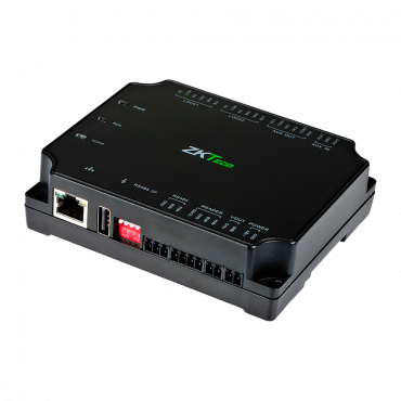 Access controller - Access with card or password - TCP/IP | Connection to slave controller - 4 OSDP entries | Aux - Relay output for 2 doors and Aux - ZKBioaccess IVS software 5 doors included