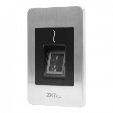 Access reader - Access by fingerprint and/or EM card - LED and acoustic indicator - RS485 Communication - Compatible with ZK-INBIO - Embedded installation | Suitable for outdoor use