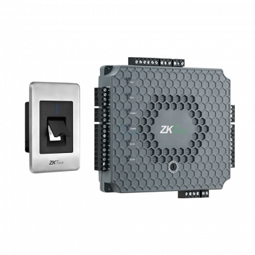 Biometric Atlas Kit with Reader - Fingerprint or card access - TCP/IP, WiFi | Slave controller connection - 2 Wiegand inputs 26 | 2 OSDP Inputs | Aux - Relay output for 1 door and Aux - Embedded Atlas Series software and mobile App