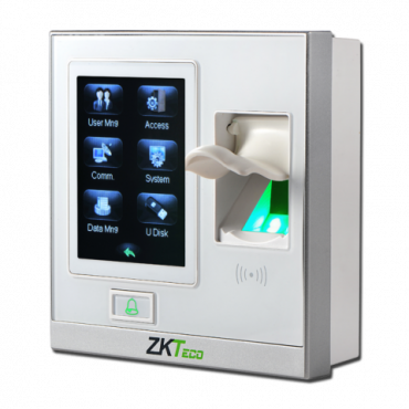 Access and Attendance control - Fingerprints, EM card and keypad - 1.500 recordings / 80.000 records - TCP/IP, USB, RS485, Wiegand & Relay - Valid for interior - ZKBioAccess IVS | ZKTime SmallBusiness Software