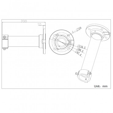 Ceiling bracket - For dome cameras - Valid for exterior use - White colour - Compatible with Hiwatch Hikvision
