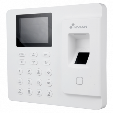 Time & Attendance control - Fingerprint, Mifare Card and PIN - 1.000 recordings / 100.000 records - TCP/IP and USB - Time & Attendance Modes - Nivian Control Center AC Software
