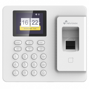 Time & Attendance control - Fingerprint, Mifare Card and PIN - 1.000 recordings / 100.000 records - TCP/IP and USB - Time & Attendance Modes - Nivian Control Center AC Software