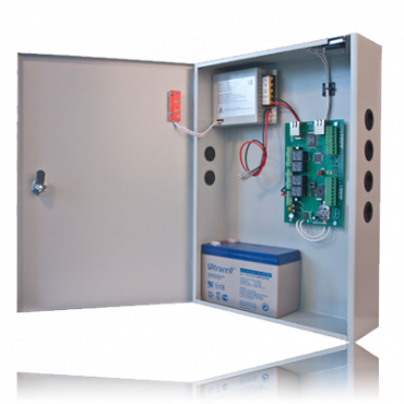 Access point controller, 2 doors in IP network, in steel cabinet with power supply (without battery)