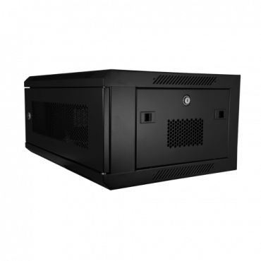 Rack cabinet for wall - Up to 4U rack of 19" - Up to 60 kg load - Mesh panels on front and sides for ventilation - Wiring access - Multiple connector of 6 power points included