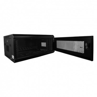 Rack cabinet for wall - Up to 4U rack of 19" - Up to 60 kg load - Mesh panels on front and sides for ventilation - Wiring access - Multiple connector of 6 power points included