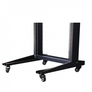 Open floor standing cabinet - Up to 18U rack of 19" - Structure of 2 posts - Mobile Rack - Up to 120 kg load - Black colour