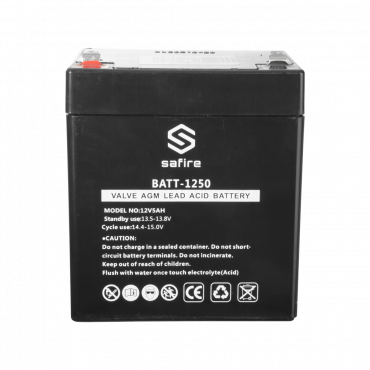 Rechargeable battery - AGM lead acid technology - Voltage 12 V - Capacity 5.0 Ah - 105 x 90 x 70 mm / 1630 g - For backup or direct use