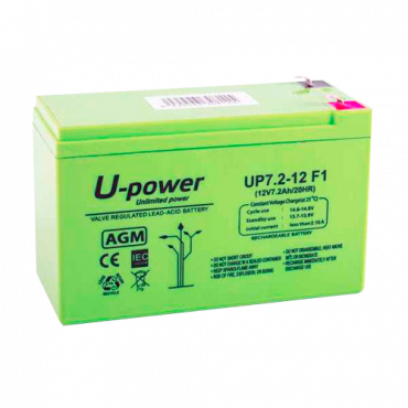 BATT-1272-U: AGM lead acid battery - Voltage 12V - Capacity 7.2 Ah - 101 x 151 x 65 mm / 2180 g - For backup or direct use