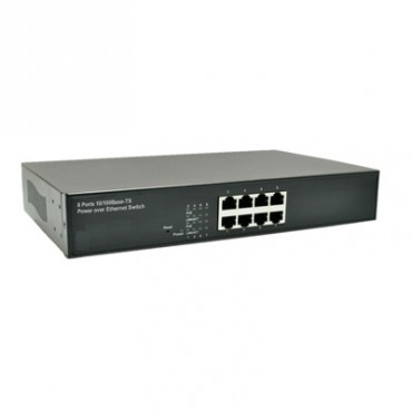 PoE Fast Ethernet Switch, 8-ports (8x PoE), High Power