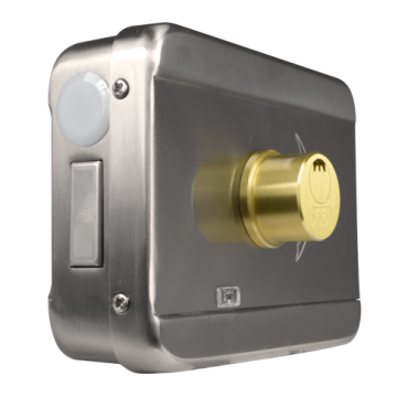 Electromechanical surface lock - Fail Secure (NO) aperture mode - Suitable for surface mounting - LED status indicator - Programmable self-closing - Cylinder included with keys