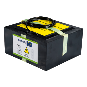Zinc-air battery - Voltage 6.0 V - Capacity 300 Ah (20ºC) - 120 x 125 x 221.6 mm / 5700 g - For backup or direct use