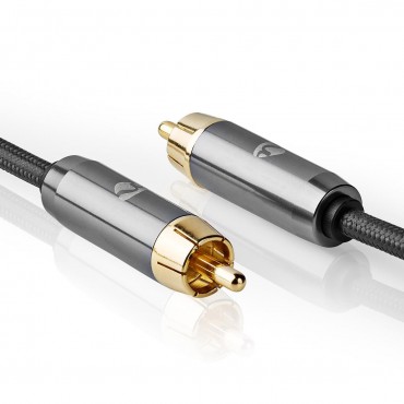 Subwoofer cable | RCA Male - RCA Male | Gun Metal Gray | Braided cable