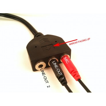 Verlengkabel+splitter voor microfoon, hoofdtelefoon en speakerset