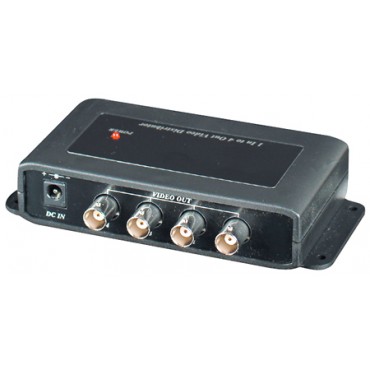 CVBS 1 in 4 uit Video Distributor - Voeding DC12V / AC24V