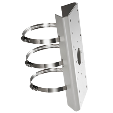 Pole mount bracket - For bullet cameras - Diameter range 67~127 mm - Valid for exterior use - White colour - Cable pass