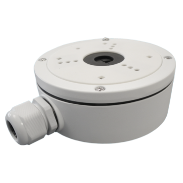 Connection box - For dome cameras - Suitable for outdoor use - Wall or ceiling installation - White colour - Cable pass