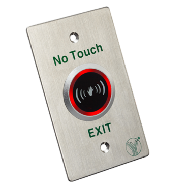 Contactloze exit-knop - Infraroodsensor met LED-indicator - Getest op 500.000 keer gebruik - NO / NC / COM - Detectiebereik 0,1-10 cm - Roestvrijstalen constructie