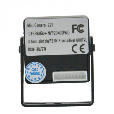 MC221J : Minicamera, 1/3 "Sony © Super HAD CCD II, 0,3 Lux / F2.0, 3.7 mm Pinhole