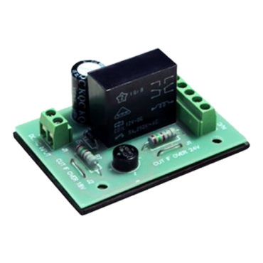 Relay module - Set a delay in opening - Double exit - Small size - Suitable for all types of doors - 12VDC power