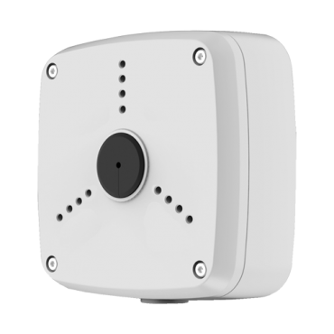 Connection box - For bullet or dome cameras - Suitable for outdoor use - Wall or ceiling mount - White colour - Cable pass