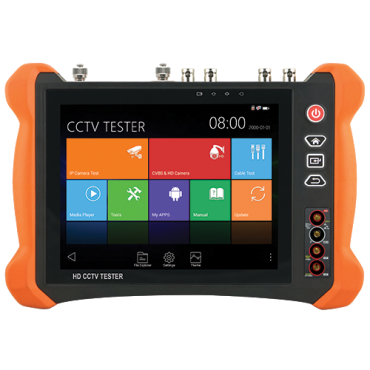 Multifunctional CCTV Tester - Supports HDTVI, HDCVI, AHD, CVBS and IP cameras - Tester resolution up to 4K - Colour LCD display 8" - 7000mA Built-in Battery - Cable locator
