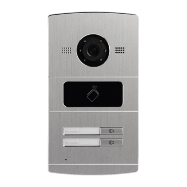 SF-VI107E-IP: IP video intercom for 2 apartments - Camera 1,3Mpx - Bidirectional audio - Mobile App for remote monitoring - Stainless steel, vandal proof - Flush mounted