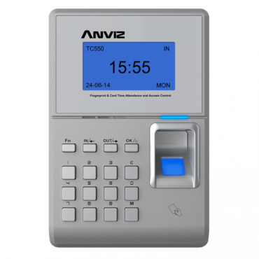 TC550 : Access Control and Presence Terminal, fingerprints, RFID Card and keyboard, 2000 recordings / 50000 records, TCP / IP, USB, USB Flash, Wiegand, relay, 8 presence Control Modes, Software CrossChex