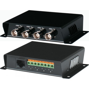 CVBS 4 Channel Video Transceiver 4x BNC Female to 1  RJ-45 Female + 8 PIN Terminal block